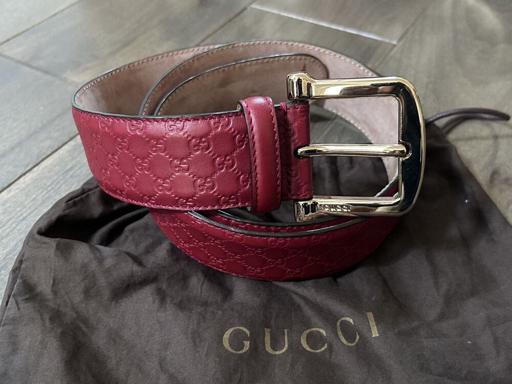 AUTHENTIC GUCCI RED MICROGUCCISSIMA BELT 281548 SZ 100/40 (fits waist 34-36")